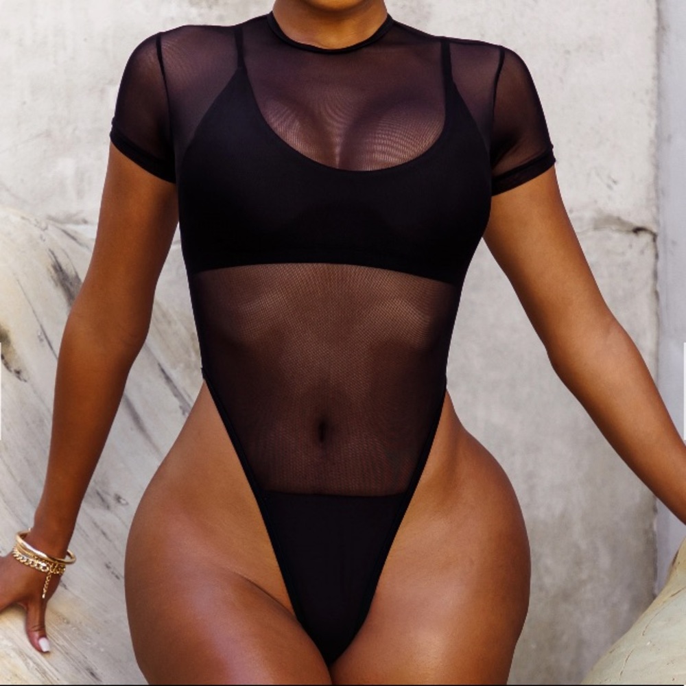 NEVER WORN Black Sheer Body Swimsuite